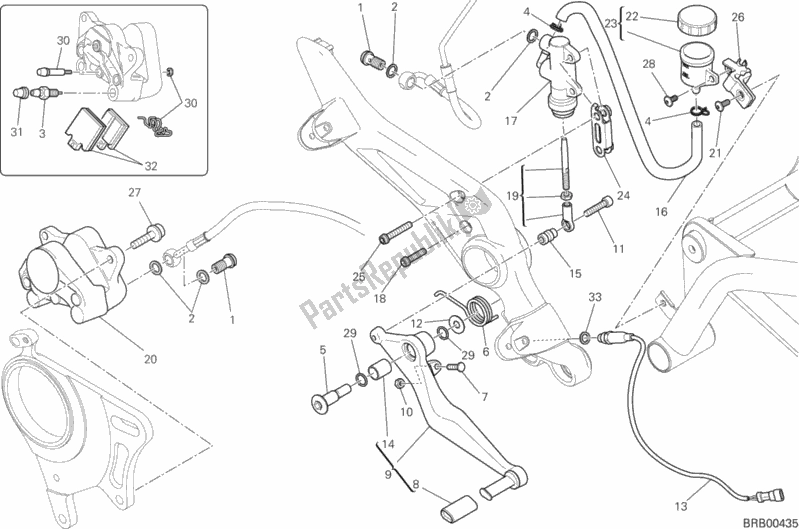 All parts for the Rear Brake System of the Ducati Hypermotard Hyperstrada Thailand 821 2015